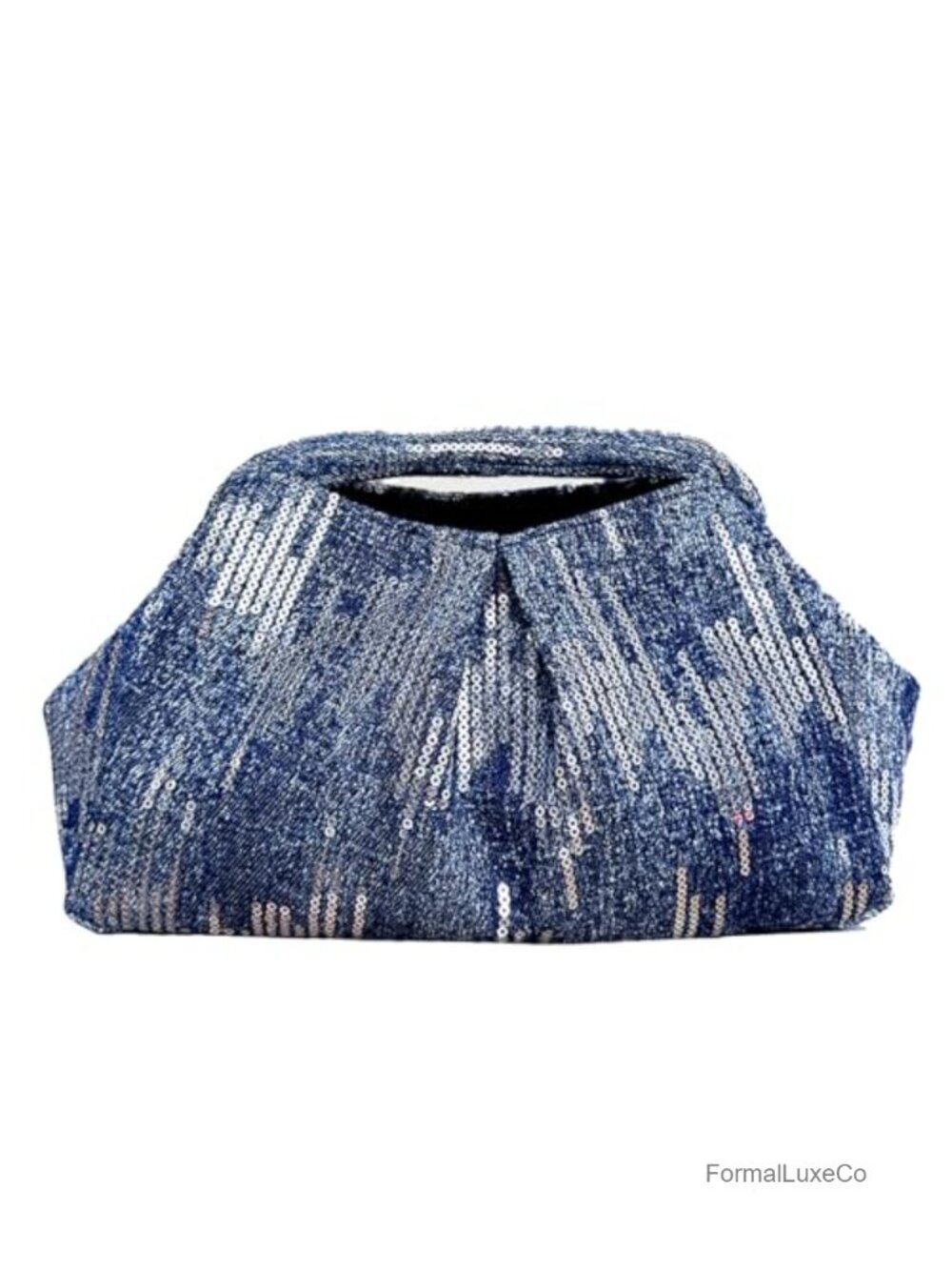 Sequin Denim Evening Clutch Bag